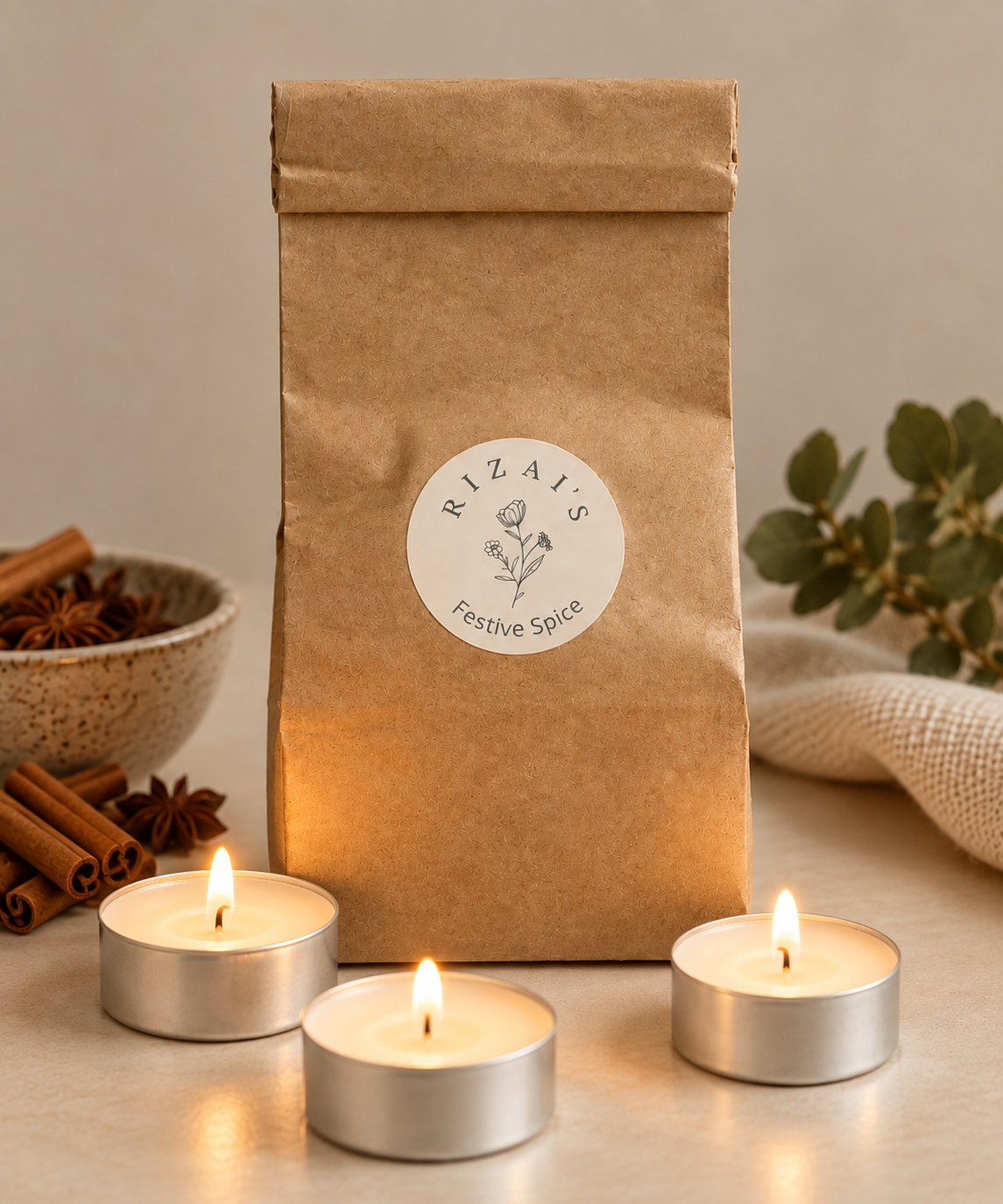 Rizai's Soy Tealights, Pack of 12